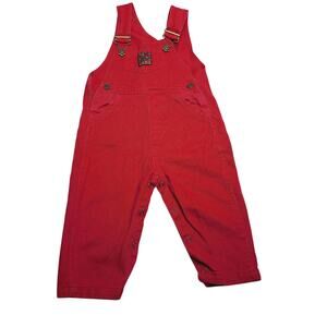 Perfect Pals Boys Denim Bib Overalls Red Pocket 90's Vintage 18 Months READ